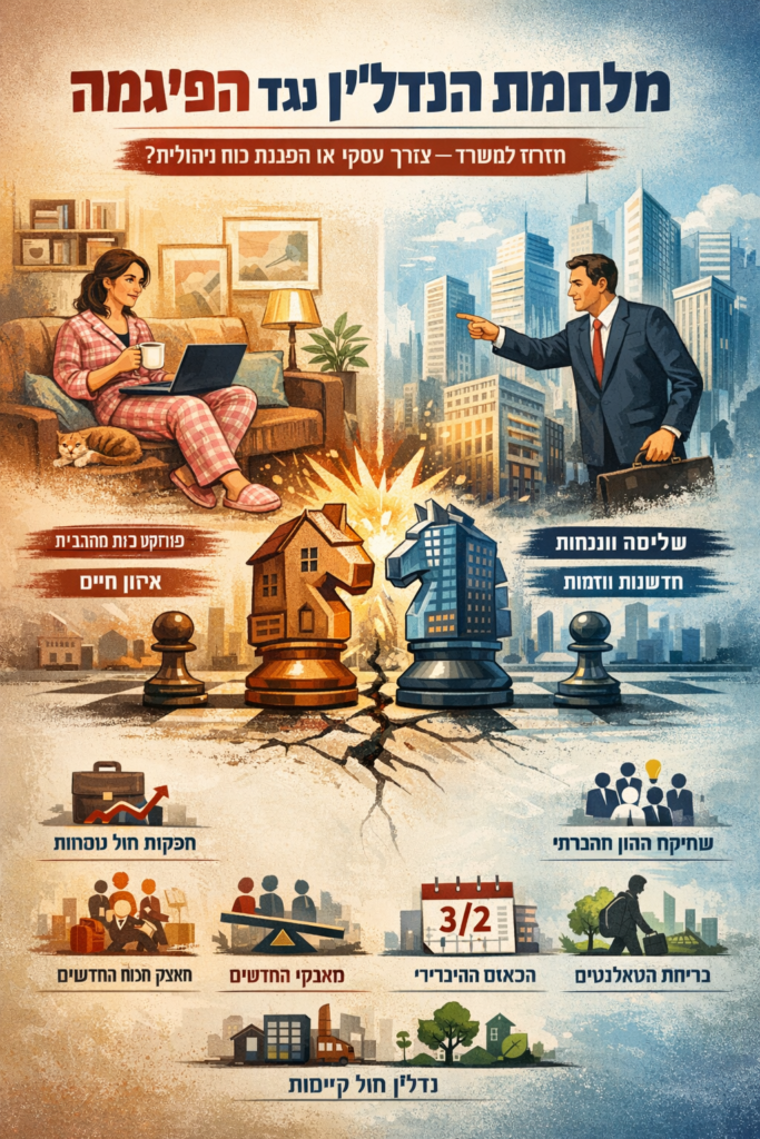 המאבק בין פיג׳מה למשרד